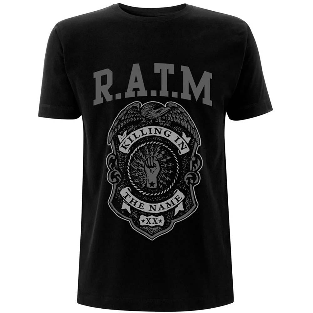 Rage Against The Machine Grey Police Badge T-shirt Front