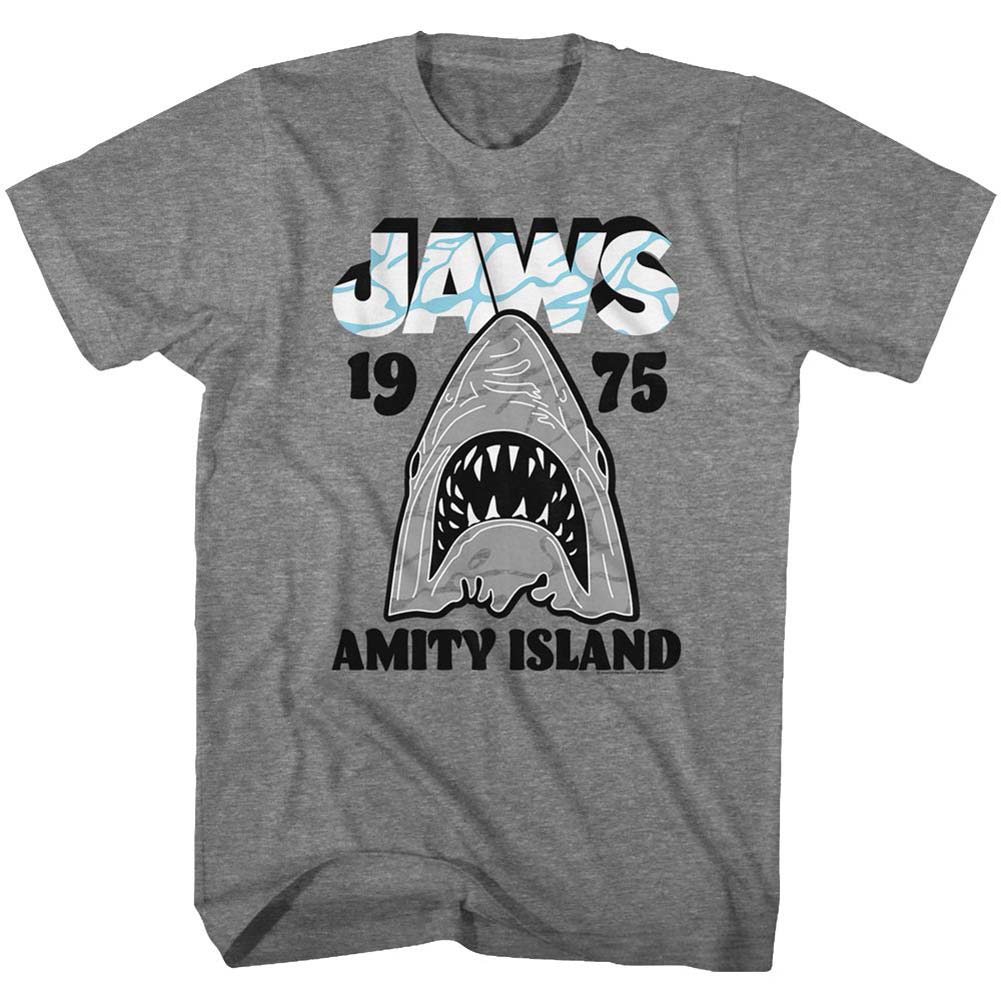 Jaws Gray White T-shirt Front