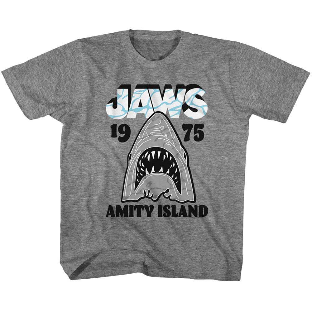 Jaws Gray White Kids Childrens T-shirt Front
