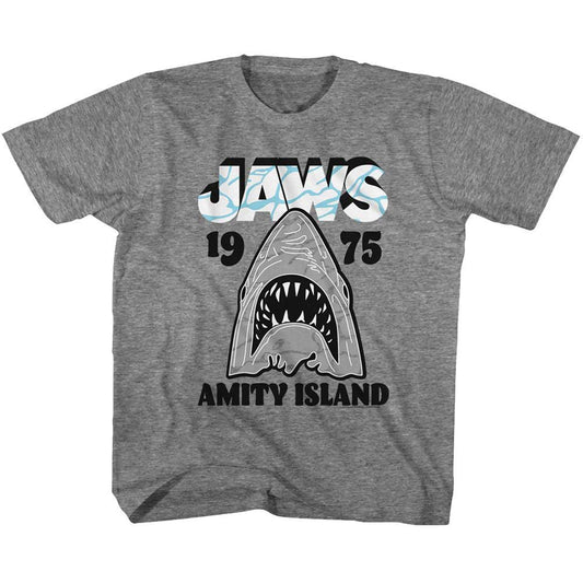 Jaws Gray White Youth T-shirt Front