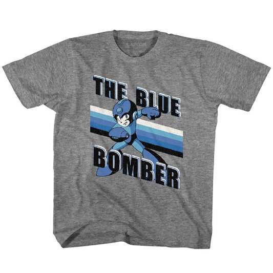 Mega Man Blue Bomber Stripes Youth T-shirt Front