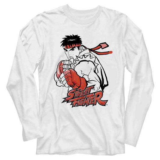 Street Fighter Ryu Red Long Sleeve Front