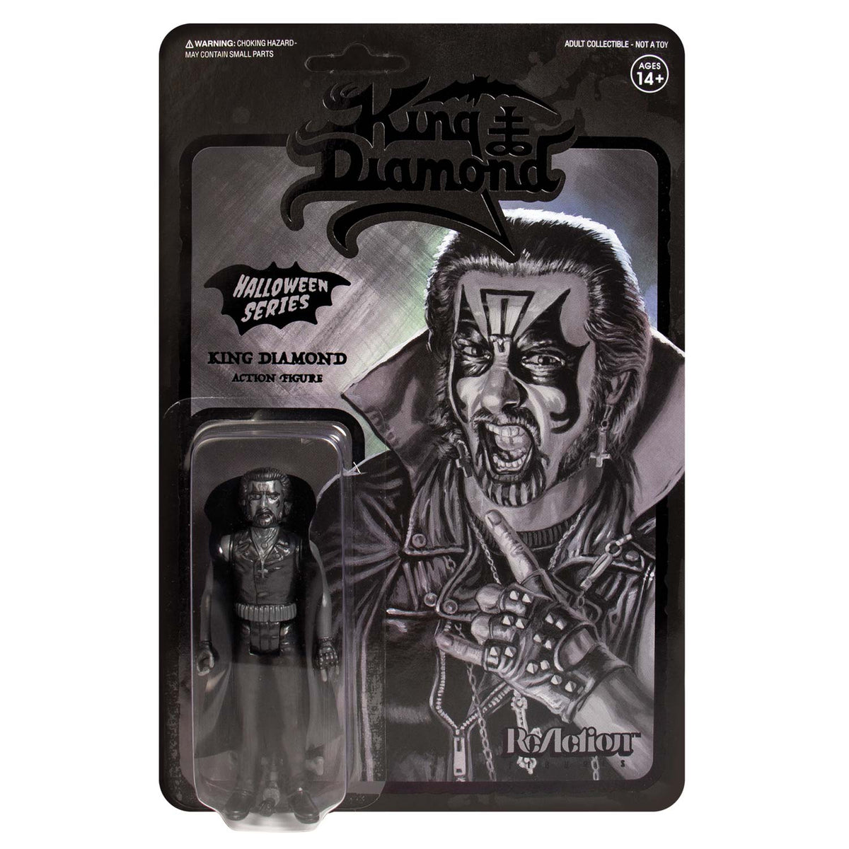 King Diamond Super7 Black-On-Black Metal Halloween Series 3.75" ReAction Figure Action Figure Front