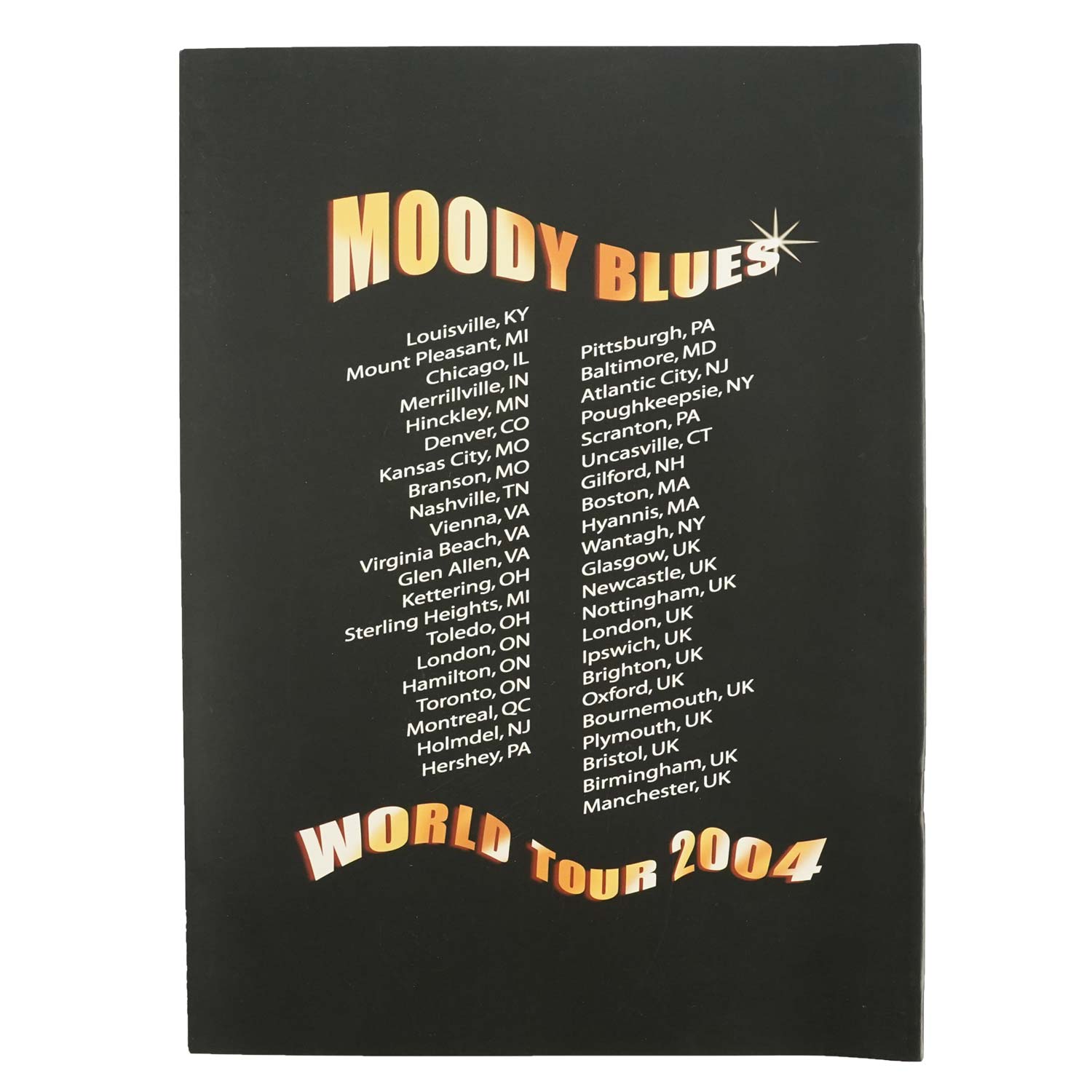 Moody Blues Tour Book Back