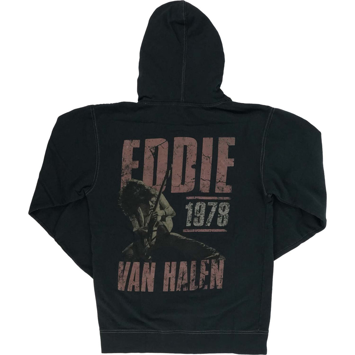 Van Halen EVH 78 Vintage Wash Black Zip Up Hoodie Zippered Hooded Sweatshirt Back