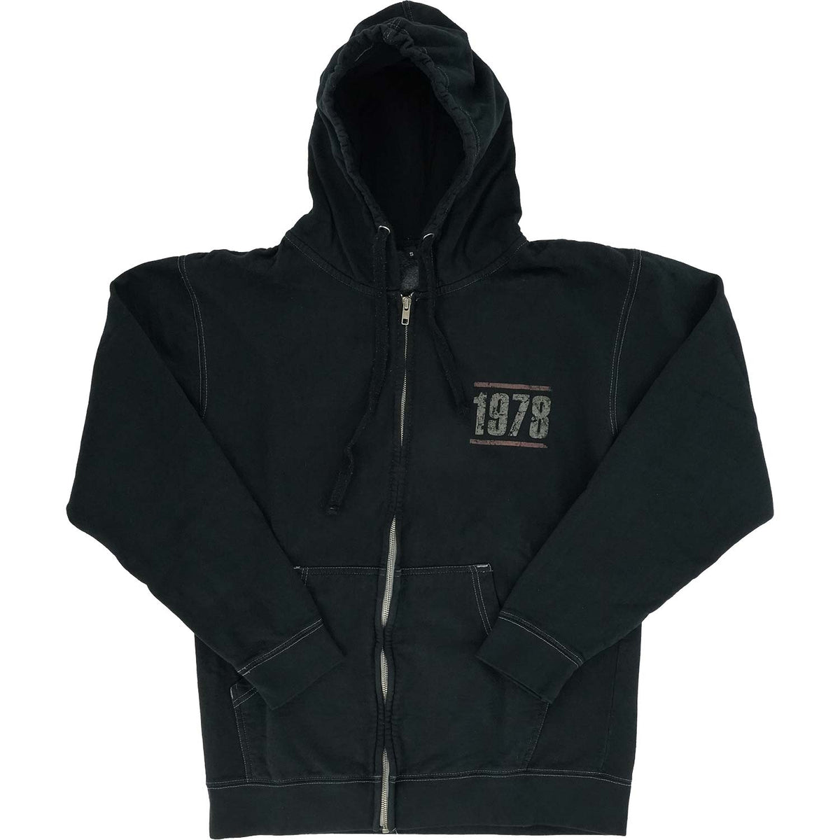 Van Halen EVH 78 Vintage Wash Black Zip Up Hoodie Zippered Hooded Sweatshirt Front