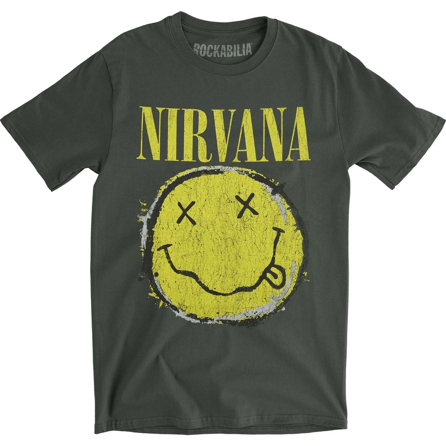 Nirvana Worn Out Smiley Vintage T-shirt Front