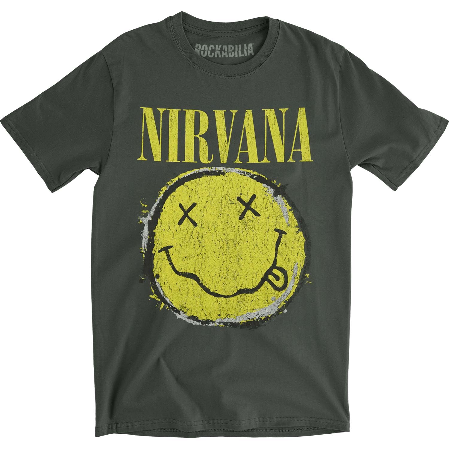 Nirvana Worn Out Smiley Vintage T-shirt Front