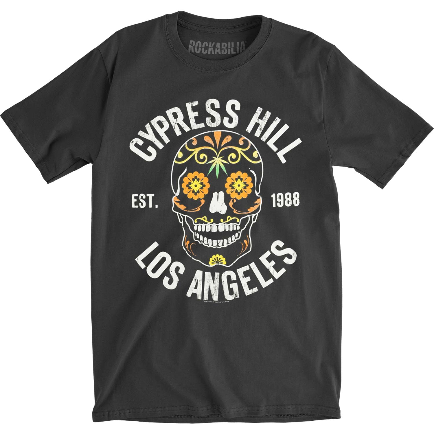 Cypress Hill Floral Skull Vintage T-shirt Front