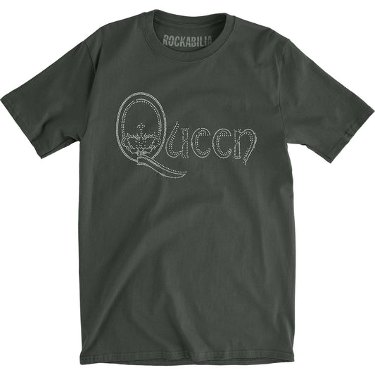 Queen Logo Diamante Vintage T-shirt Front