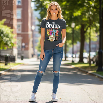 Beatles Sgt. Peppers Charcoal (Women's) Ladies Tee Junior Top Alt 2