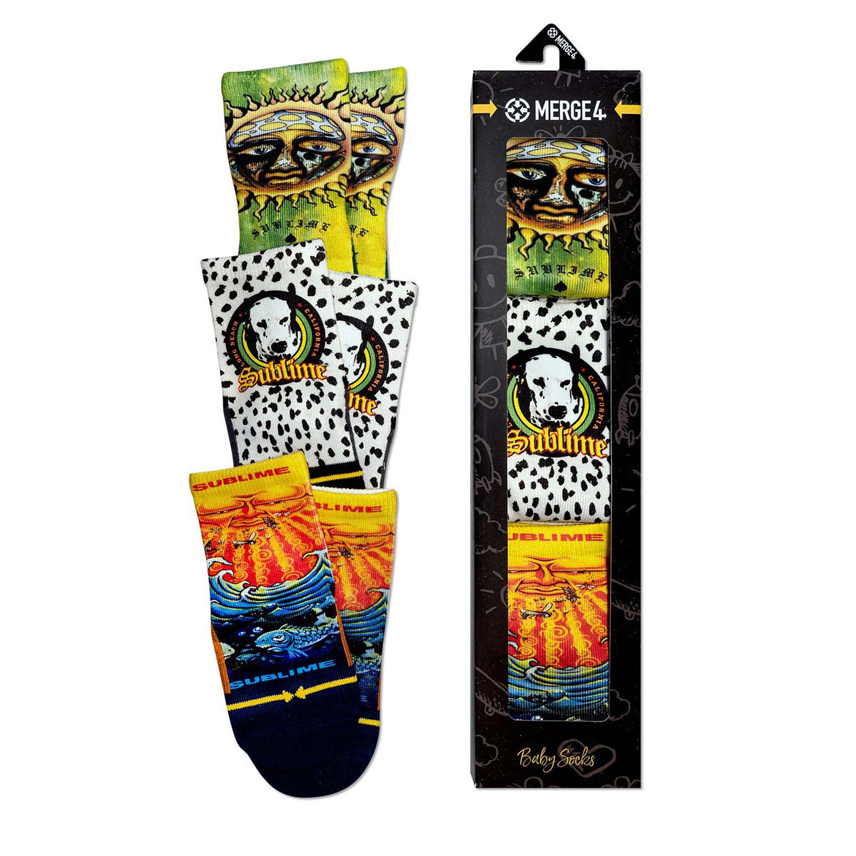 Sublime Baby Socks 3 Pk. (Sun/Everything Under the Sun/Went to the Moon) Socks Front