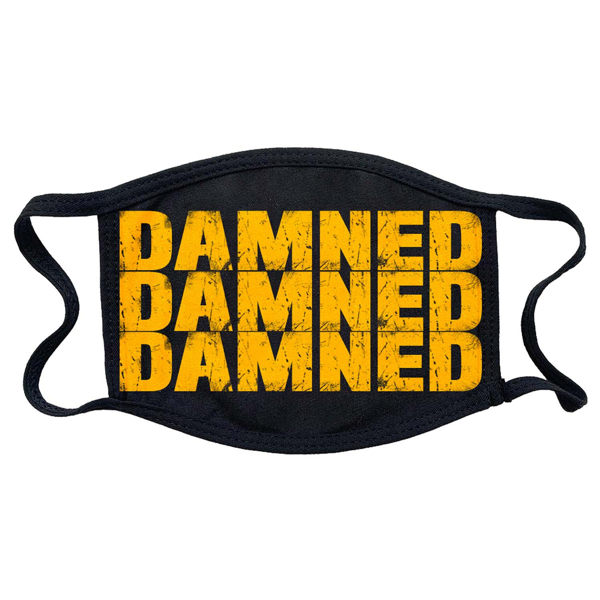 Damned Yellow Logos (Rockabilia Exclusive) Face Mask Front