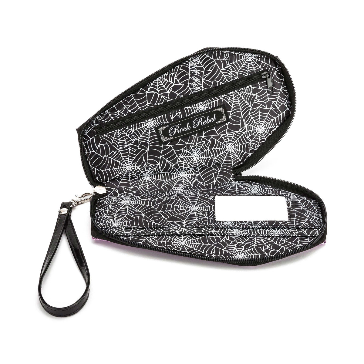 Bride Of Frankenstein We Belong Dead Glitter Coffin Zip Around Wallet by Rock Rebel Girls Wallet Back
