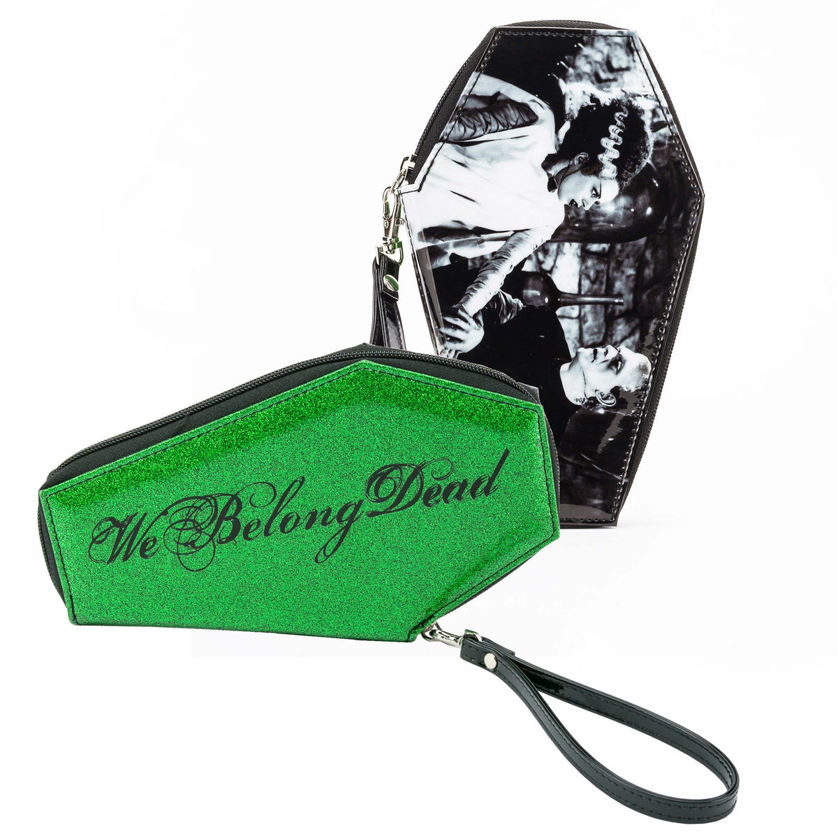 Bride Of Frankenstein We Belong Dead Glitter Coffin Zip Around Wallet by Rock Rebel Girls Wallet Front