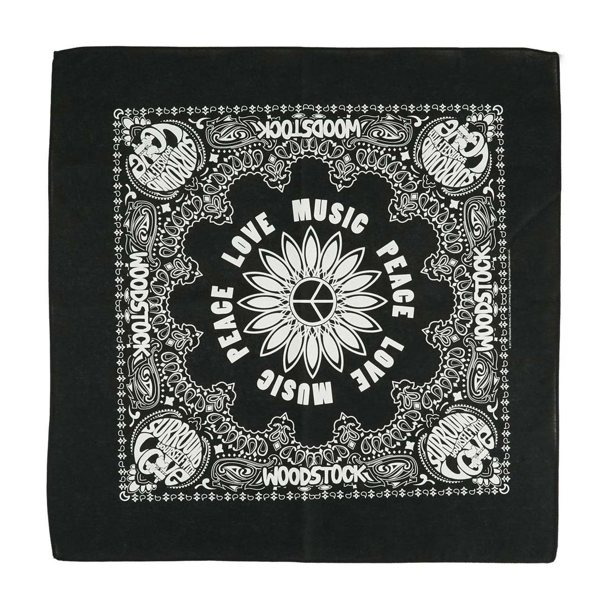 Woodstock Peace Love Music Bandana Front