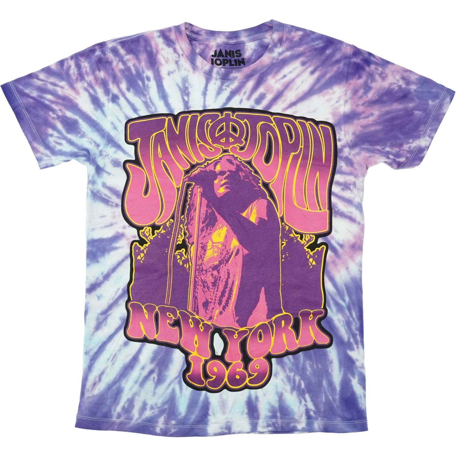 Janis Joplin Groovy with Microphone Tie Dye T-shirt Front