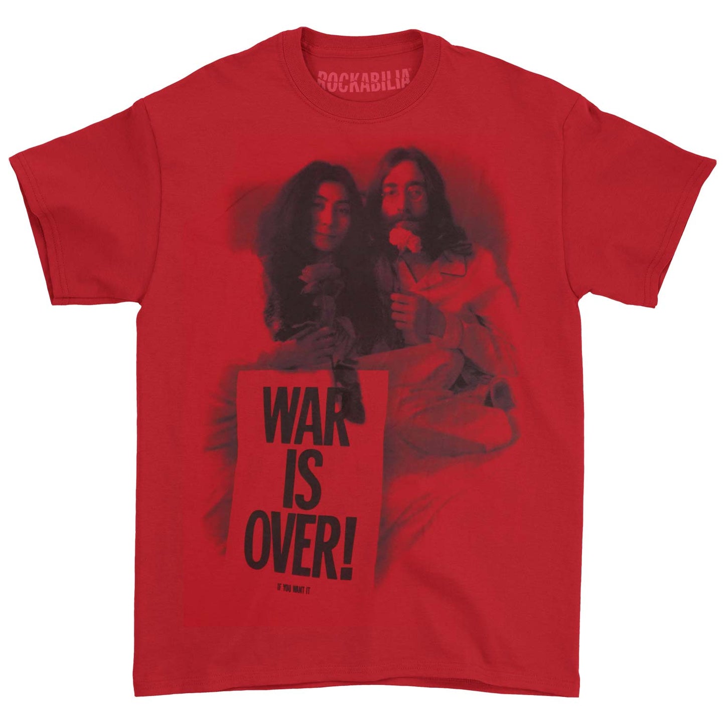 John Lennon Bed On Red Tee T-shirt Front