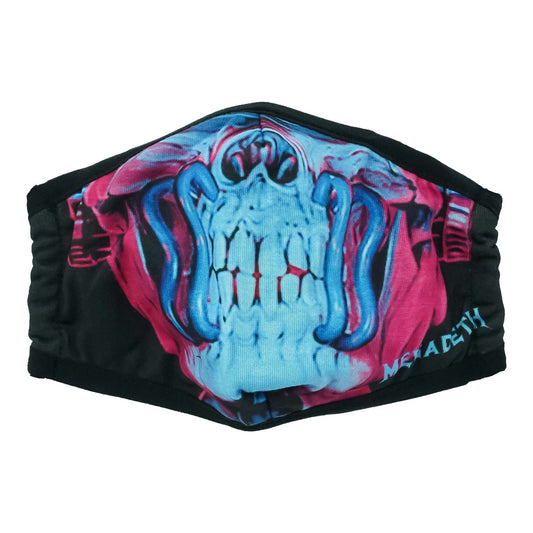 Megadeth Blue & Purple Vic Rattlehead Face Art & Logo Face Mask Front