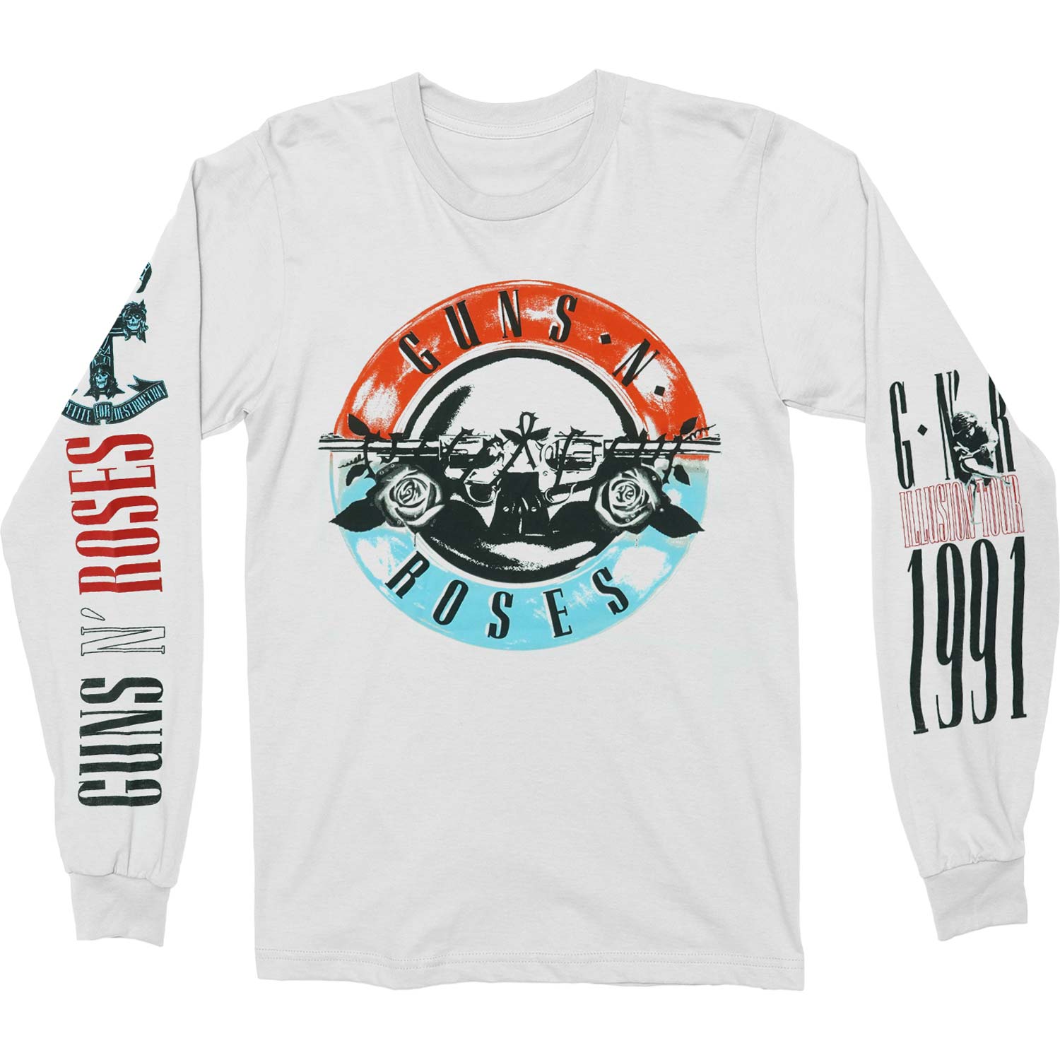 Guns N Roses Motorcross Logo (Back & Arm Print) Long Sleeve Front