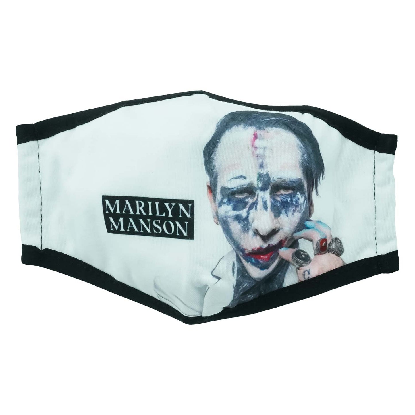 Marilyn Manson Makeup Face Photo & Boxed Logo Face Mask Front