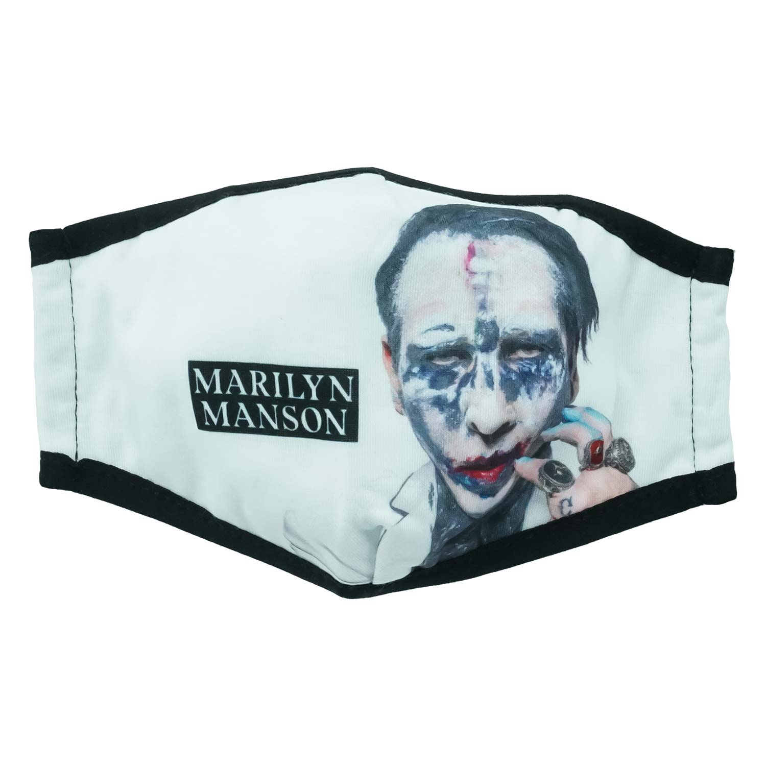 Marilyn Manson Makeup Face Photo & Boxed Logo Face Mask Front