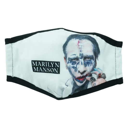 Marilyn Manson Makeup Face Photo & Boxed Logo Face Mask Front