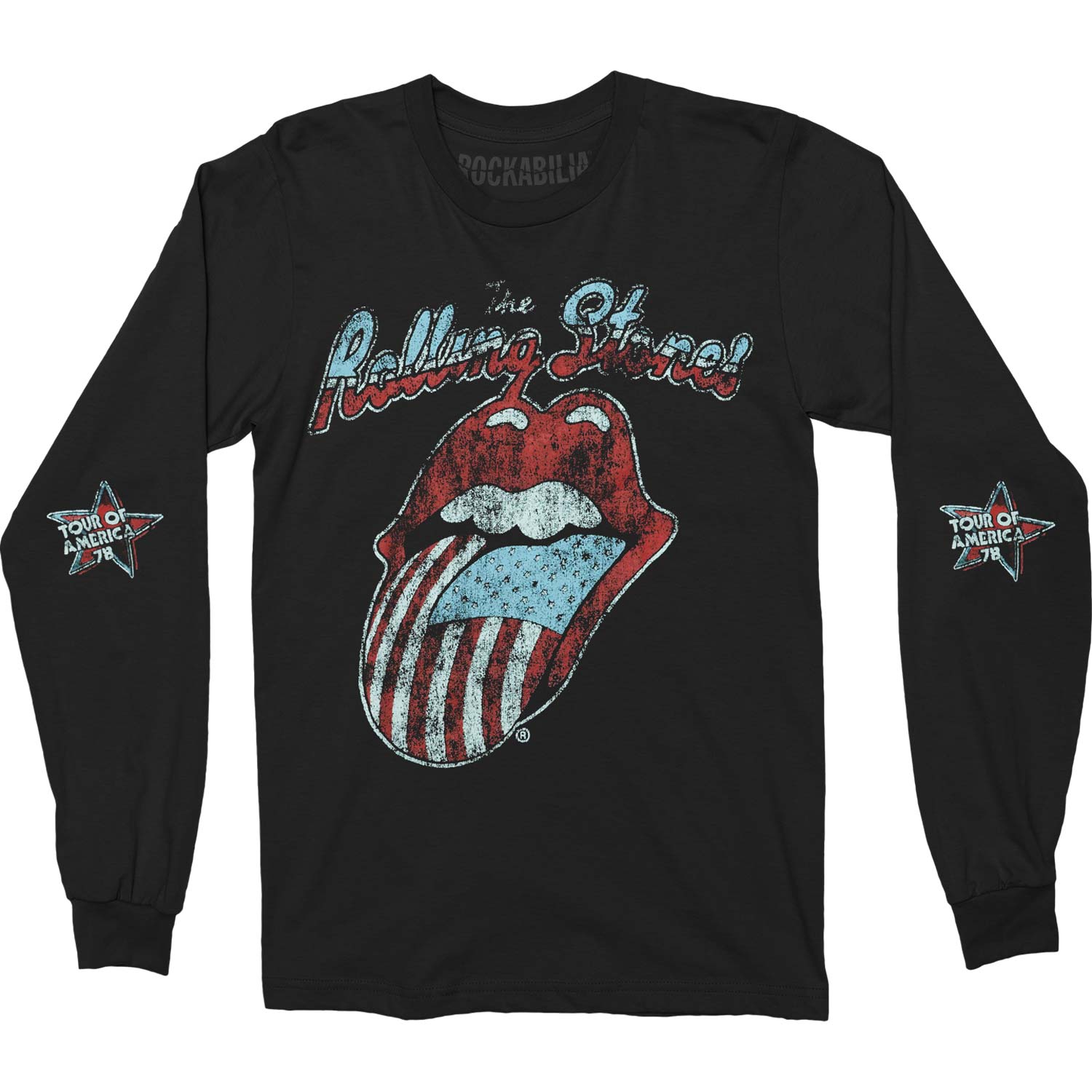 Rolling Stones US Tour '78 (Back & Arm Print) Long Sleeve Front