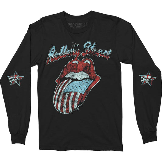 Rolling Stones US Tour '78 (Back & Arm Print) Long Sleeve Front