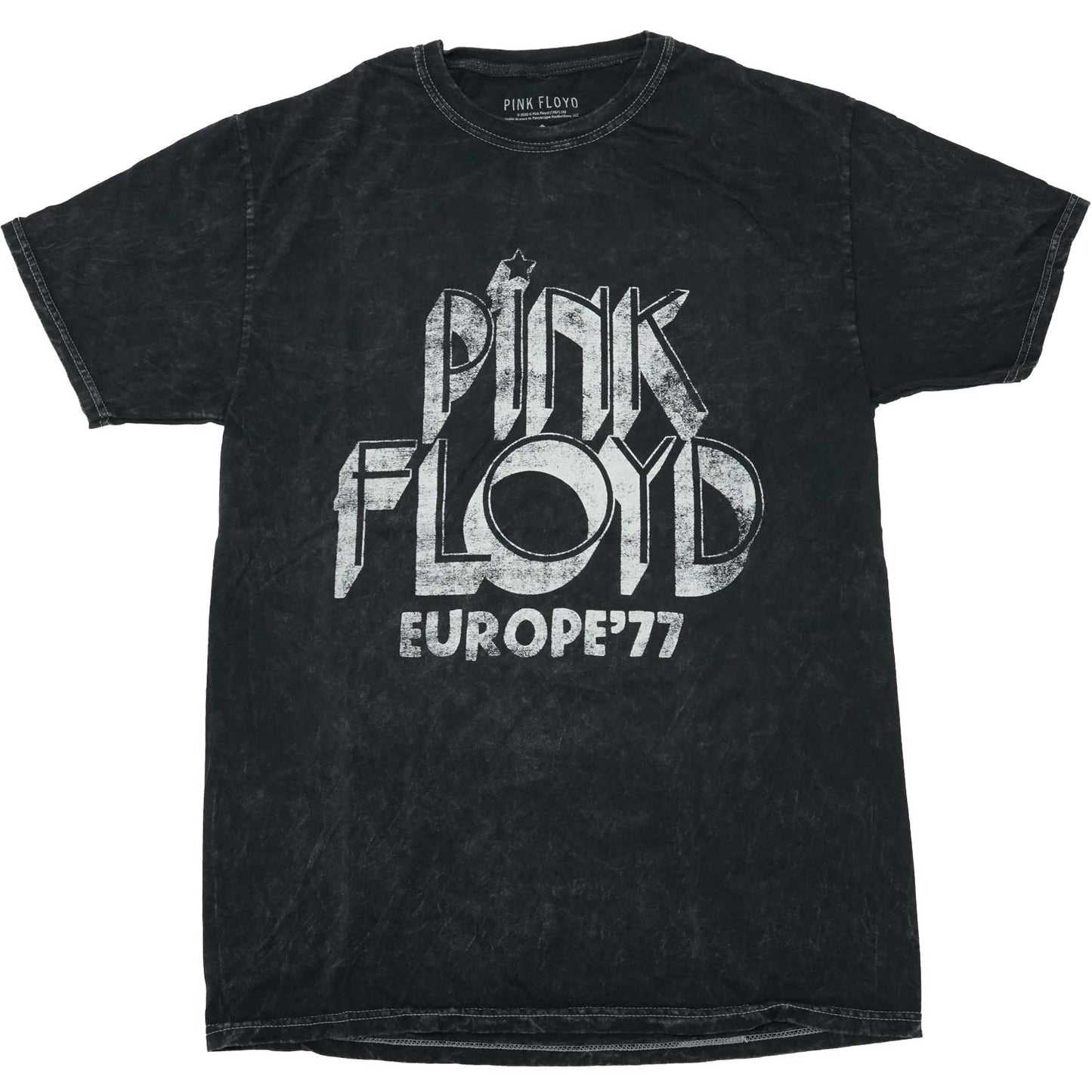 Pink Floyd Distressed Screen Print On Black Mineral Wash Tie Dye T-shirt Front