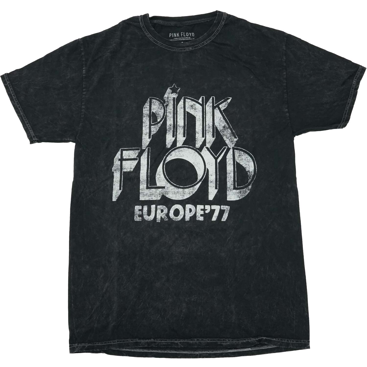 Pink Floyd Distressed Screen Print On Black Mineral Wash Tie Dye T-shirt Front