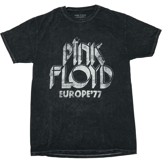 Pink Floyd Distressed Screen Print On Black Mineral Wash Tie Dye T-shirt Front