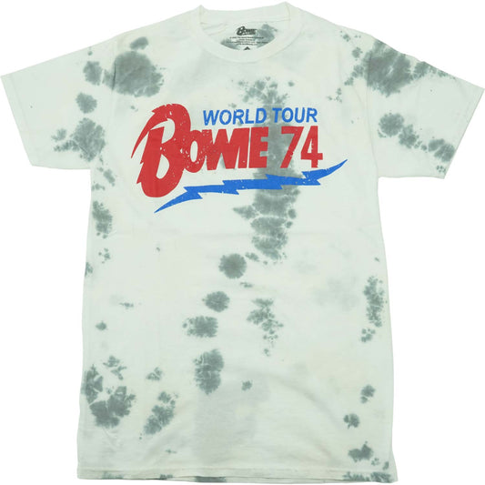 David Bowie Distressed Screen Print On Washed Tie Dye T-shirt Front