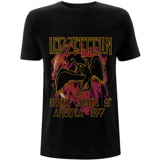 Led Zeppelin Black Flames Slim Fit T-shirt Front
