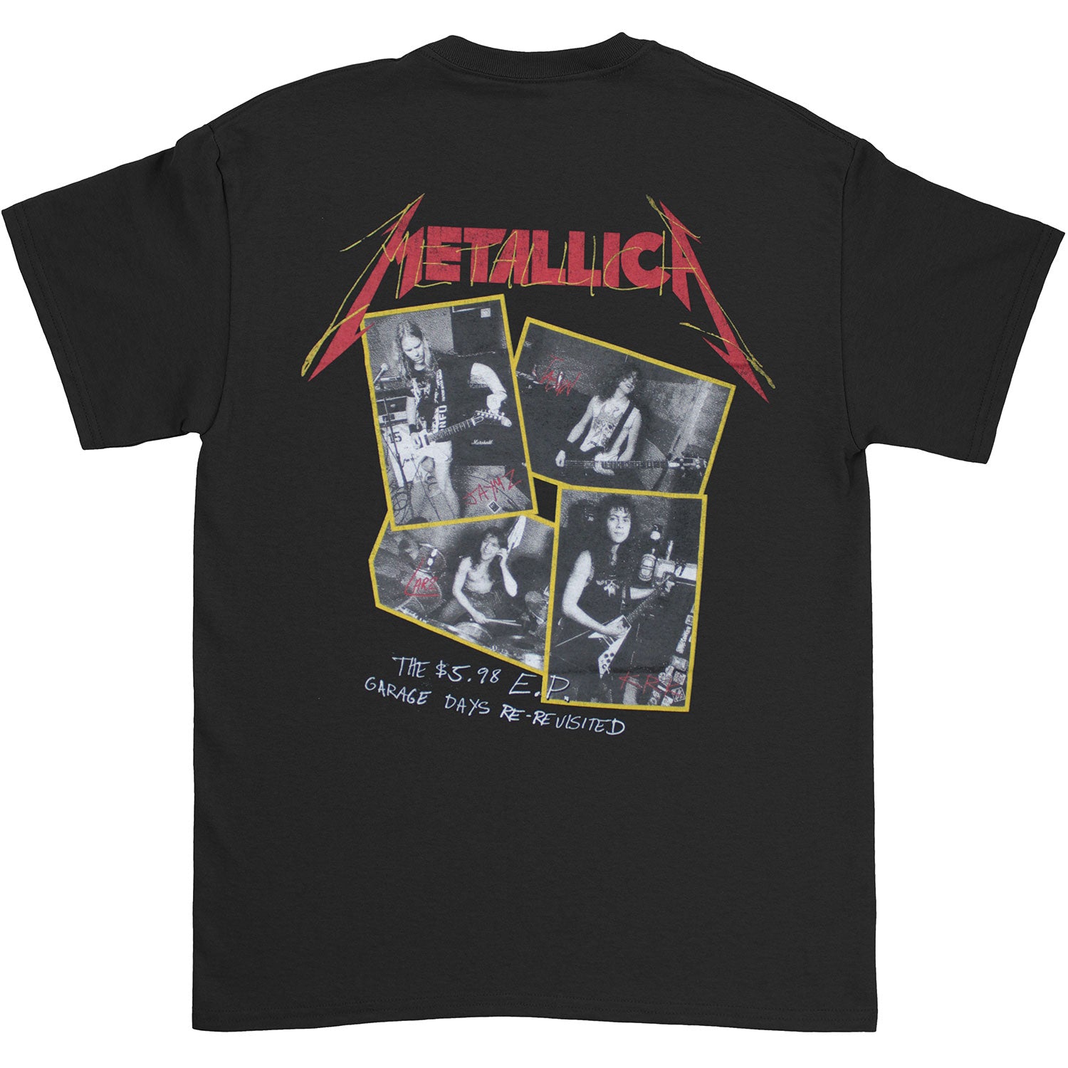 Metallica Garage Photo Yellow (Back Print) Slim Fit T-shirt