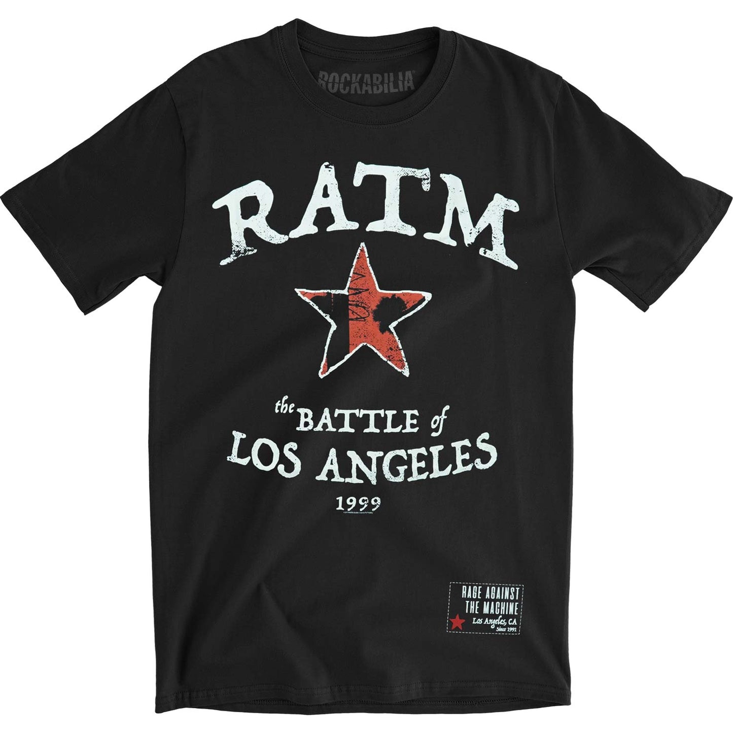 Rage Against The Machine Battle Star (Back Print) Slim Fit T-shirt Front