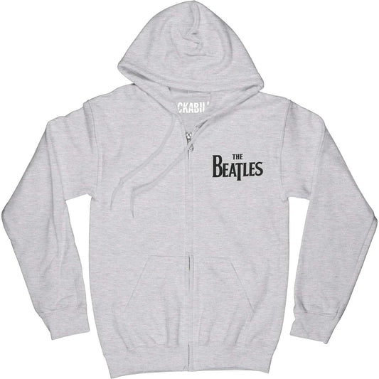 Beatles Drop T Logo (Back Print) Zippered Hooded Sweatshirt Front