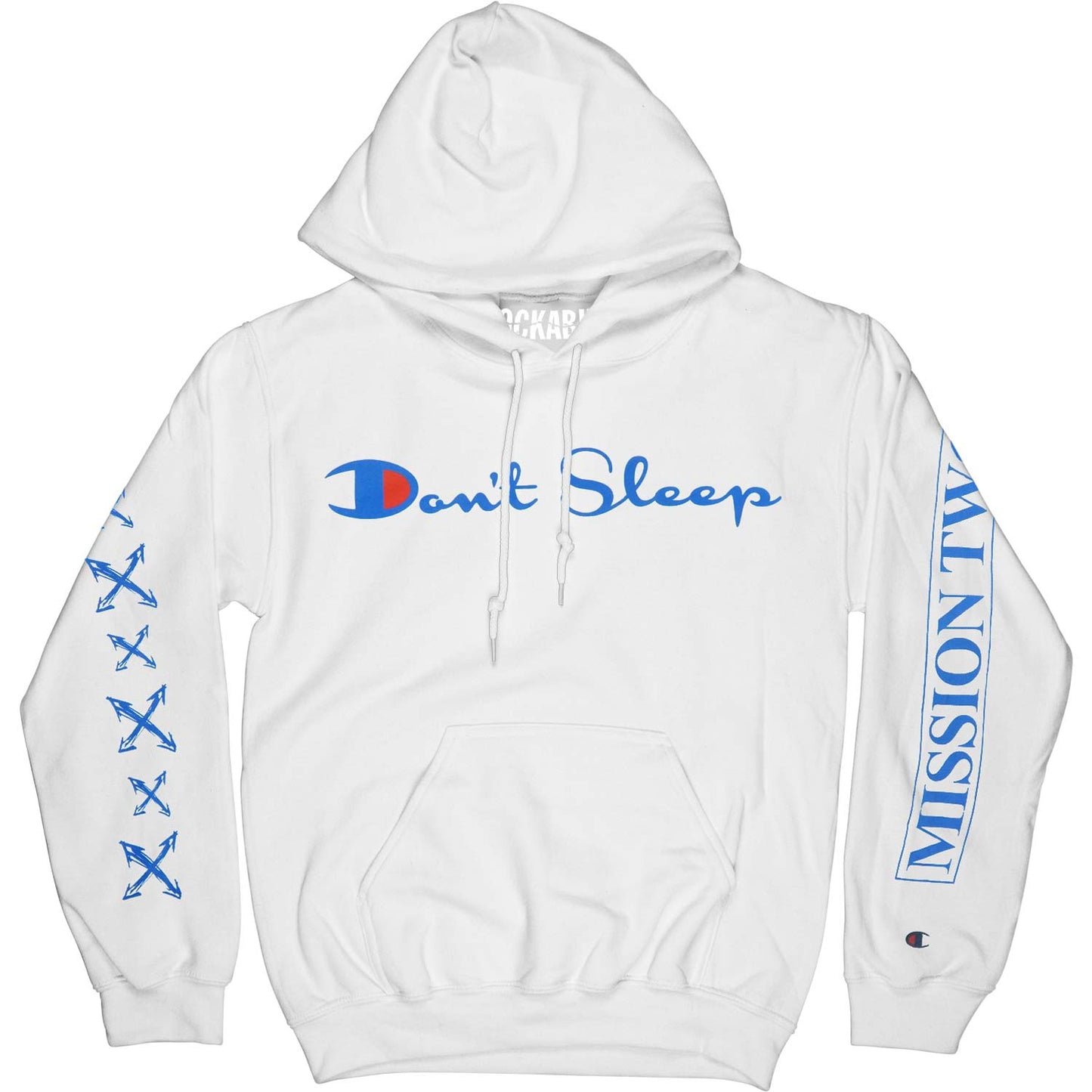 Don't Sleep Script (Champion) Hooded Sweatshirt Front