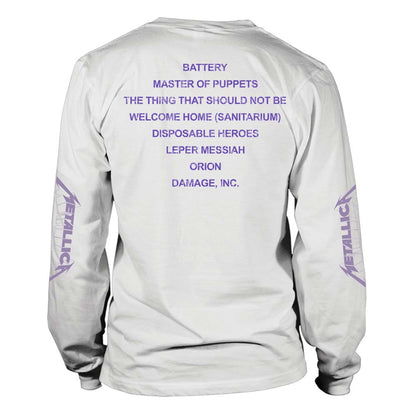 Metallica Master Of Puppets Tracks (White) Long Sleeve Back
