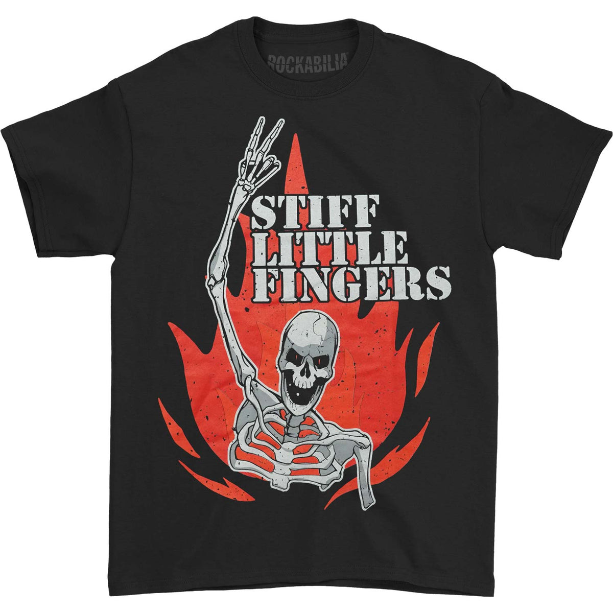 Stiff Little Fingers Skeleton Flame T-shirt Front