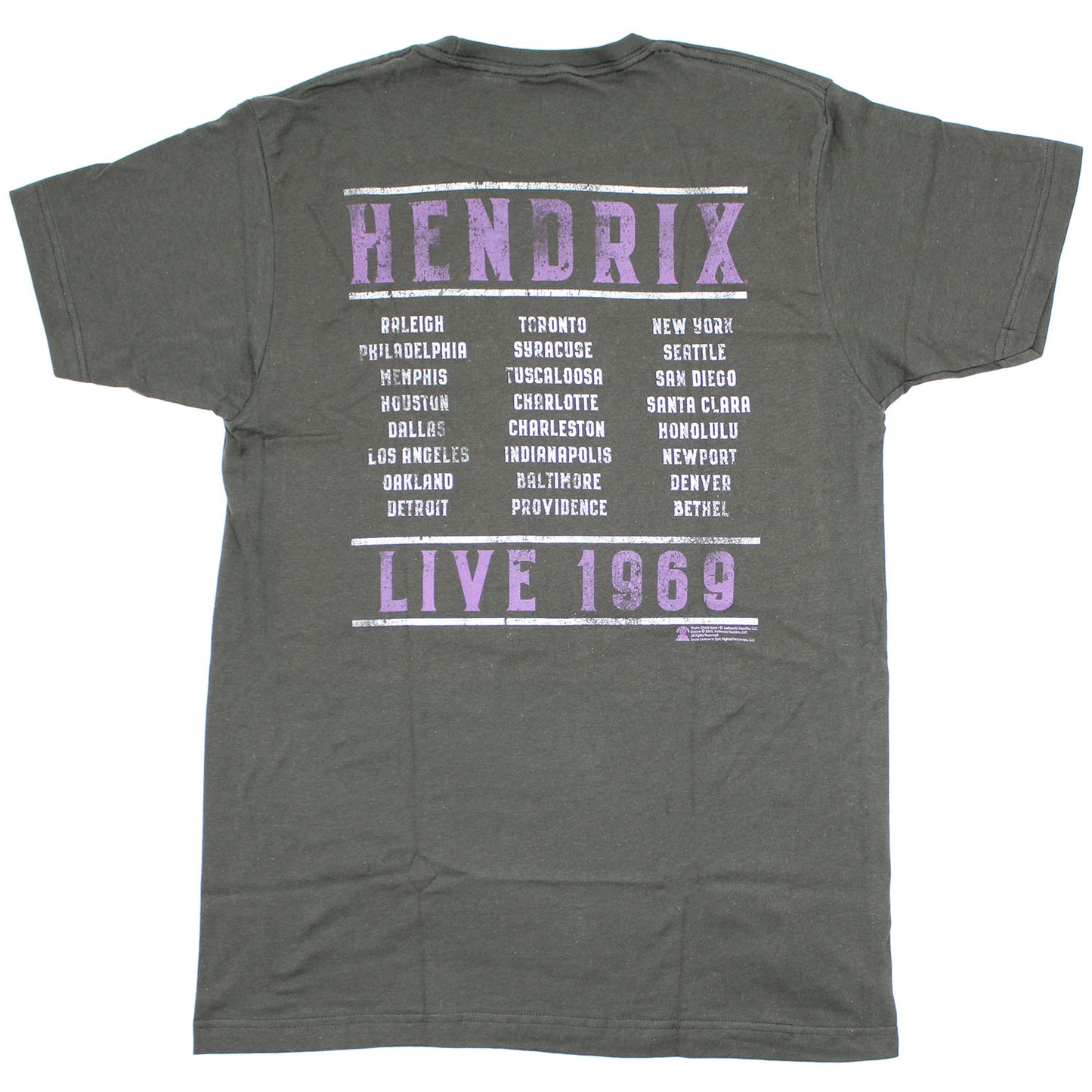 Jimi Hendrix Live 1969 T-shirt Back