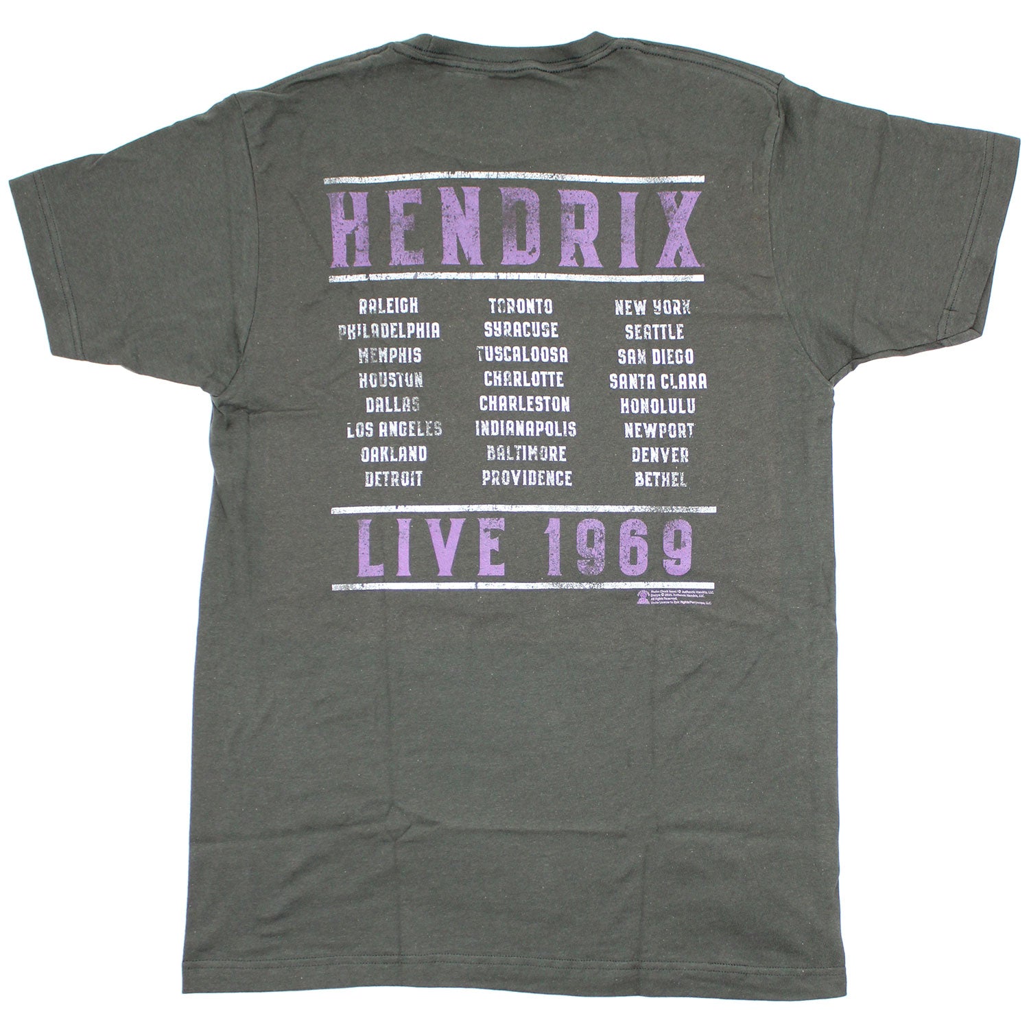 Jimi Hendrix Live 1969 T-shirt Back