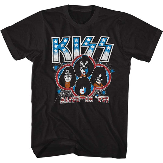 KISS Alive In 77 T-shirt Front