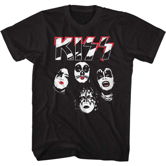 KISS Logo Faces T-shirt Front