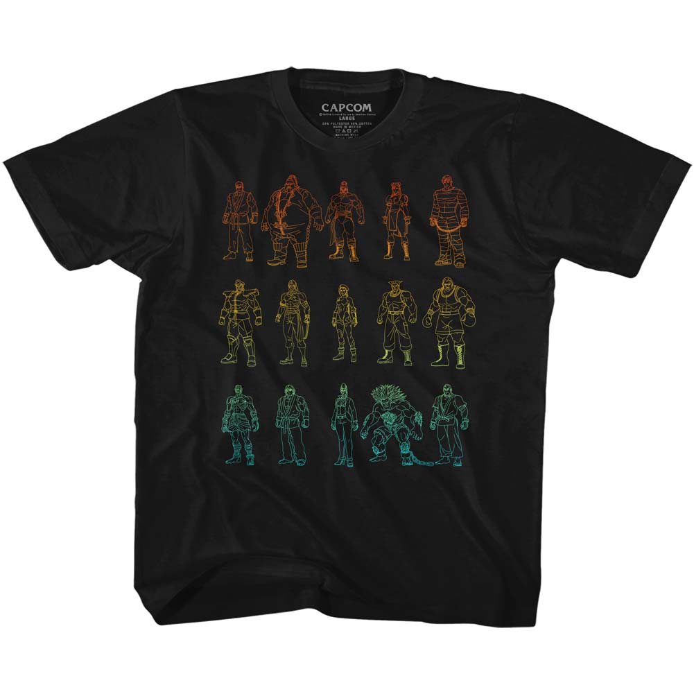 Street Fighter Outlines Kids Childrens T-shirt Front