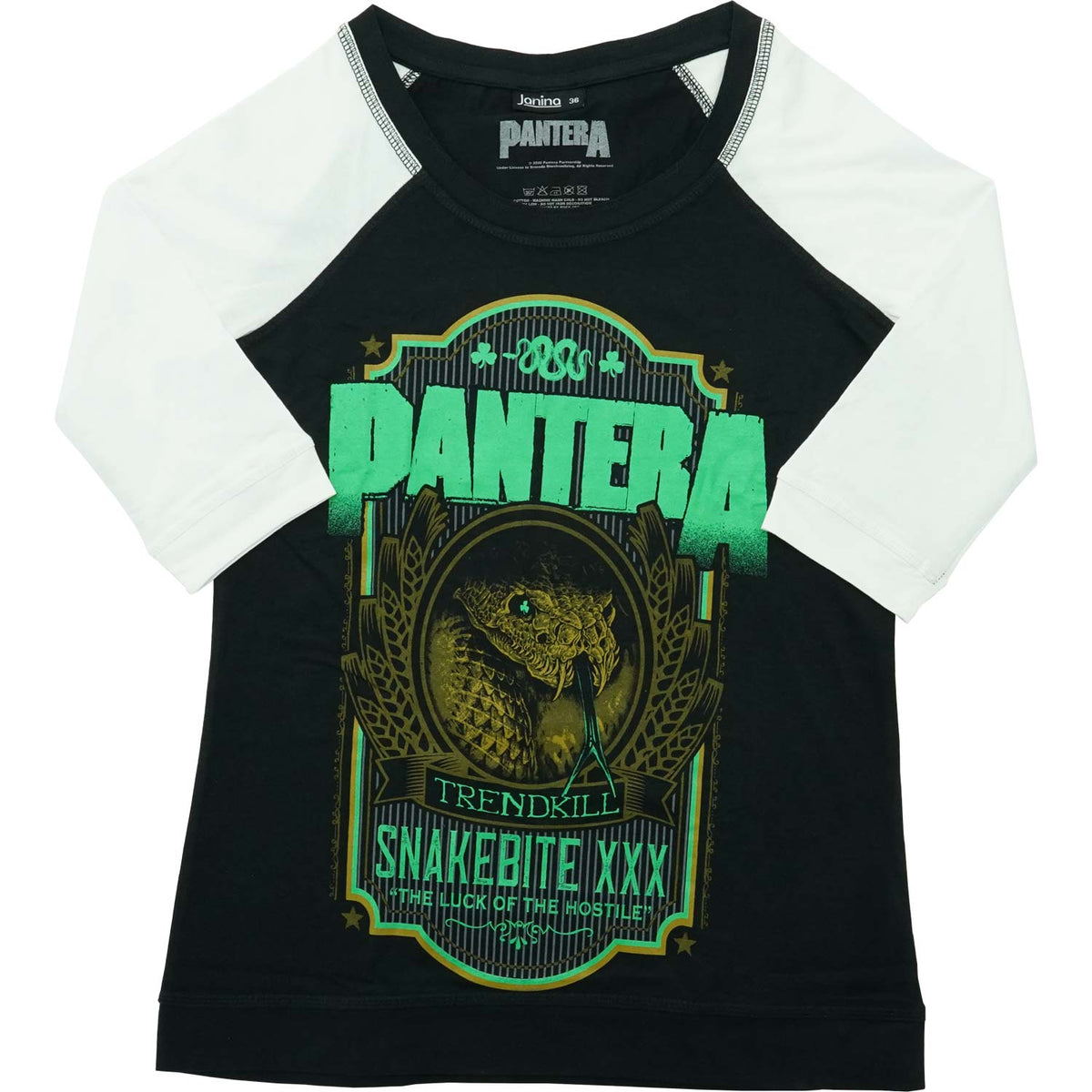 Pantera Snakebite XXX Label Ladies Raglan Tee Junior Top Front