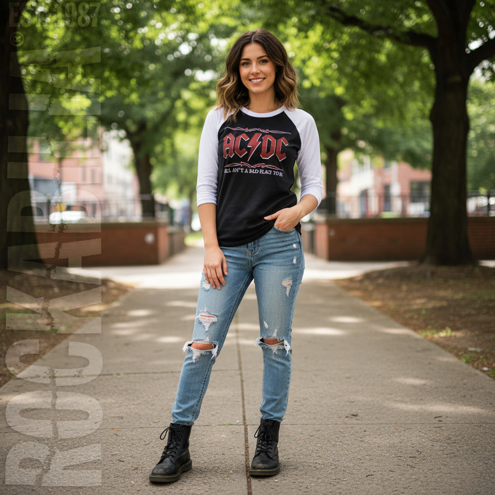 Hell Ain't A Bad Place Ladies Raglan Tee Junior Top