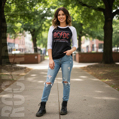 Hell Ain't A Bad Place Ladies Raglan Tee Junior Top