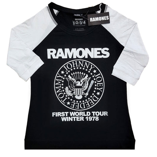 Ramones First World Tour 1978 Ladies Raglan Tee Junior Top Front