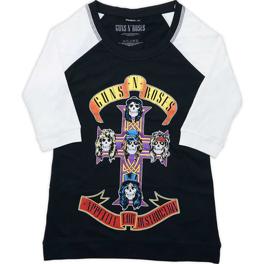 Appetite For Destruction Ladies Raglan Tee Junior Top